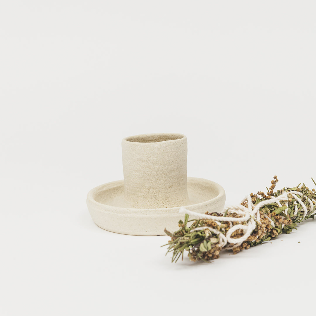 BASE "YANG" de Mudah Cerámica con ATADO CÓSMICO para sahumar - CLARIDAD: Romero, Ruda, Ajenjo Dulce